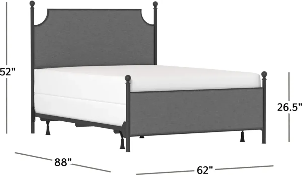 Elena Queen Upholstered Bed - Gray/Black