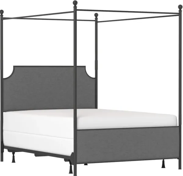 Elena Queen Canopy Upholstered Bed - Gray/Black