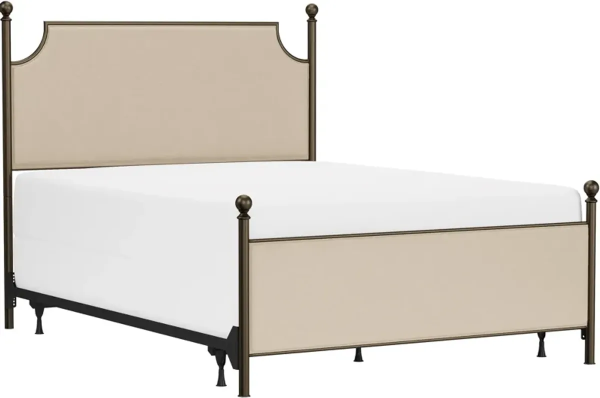 Elena Queen Upholstered Bed - Linen/Bronze