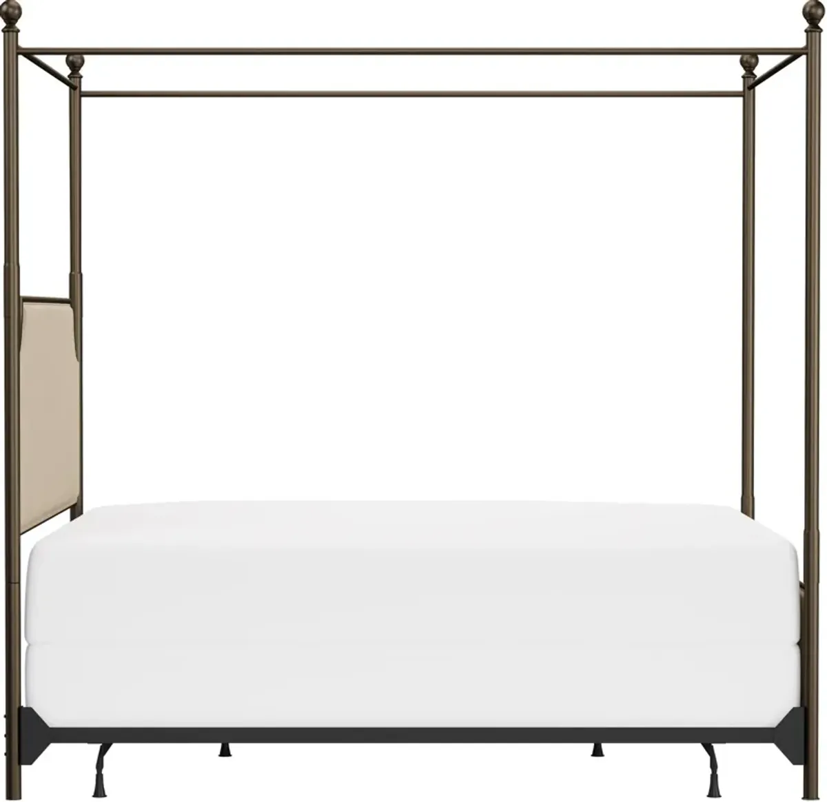 Elena Queen Canopy Upholstered Bed - Linen/Bronze