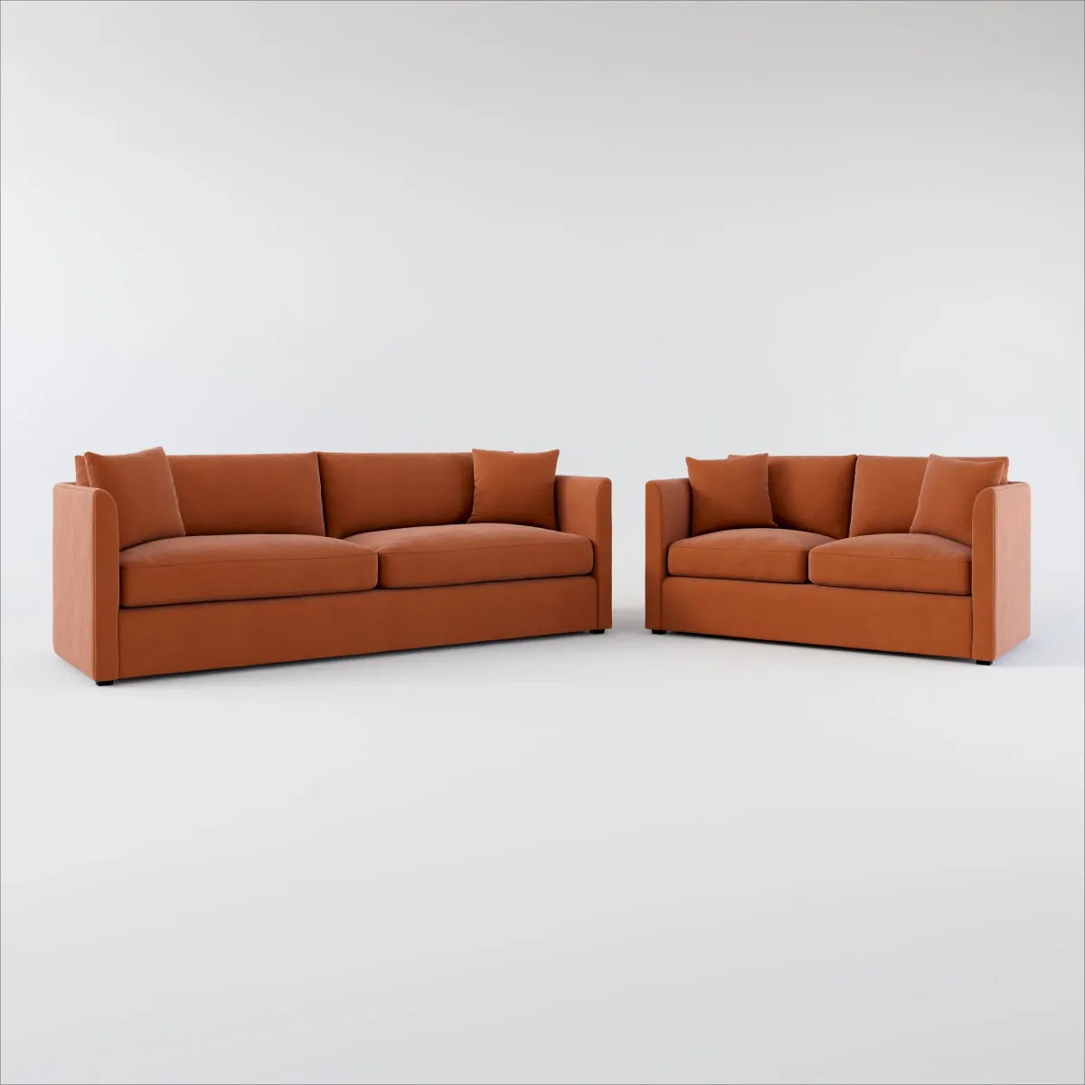 Benji Foam Comfort Sofa and Loveseat Set - Merrimac Brick