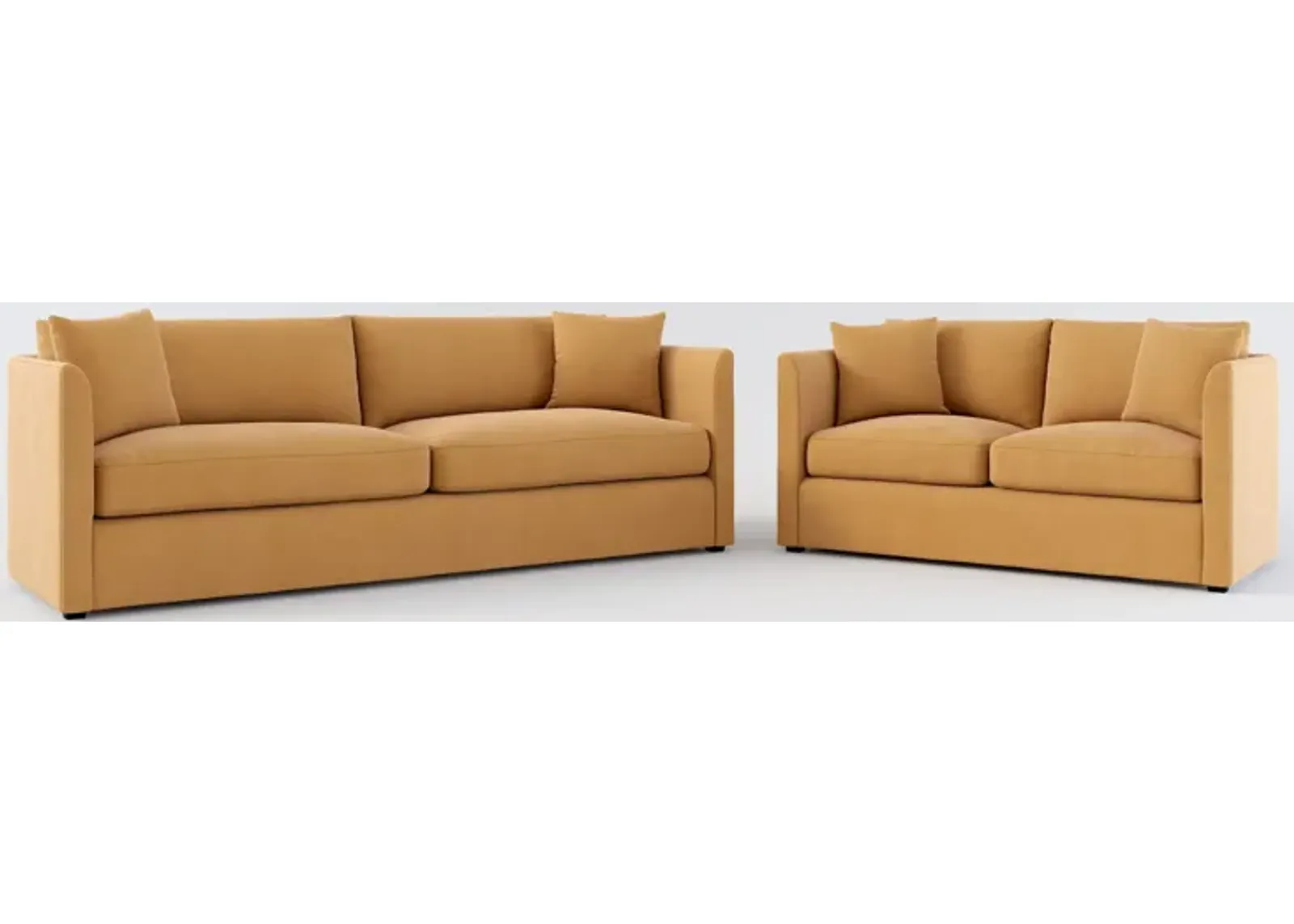 Benji Foam Comfort Sofa and Loveseat Set - Merrimac Topaz