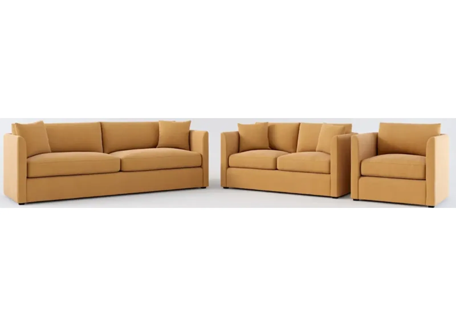 Benji Foam Comfort Sofa, Loveseat and Chair Set - Merrimac Topaz