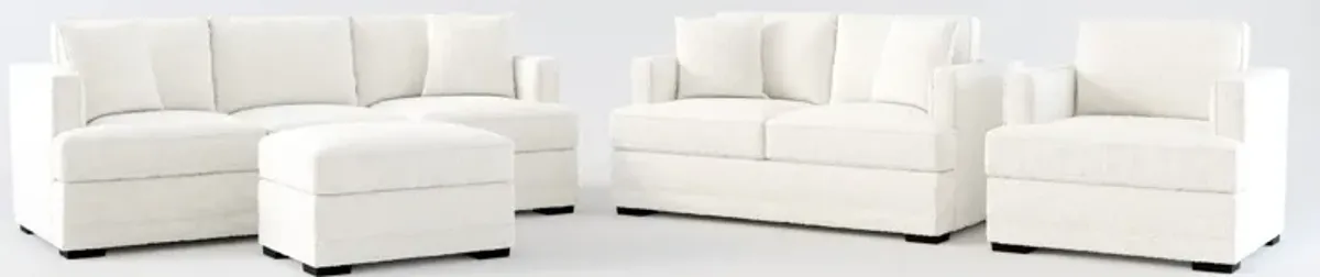 Pembroke Foam Comfort Sofa, Loveseat, Chair, and Ottoman Set - Bantu Pearl