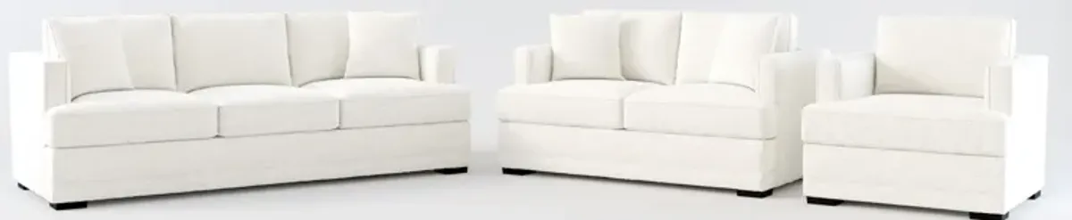 Pembroke Hybrid Comfort Sofa, Loveseat, and Chair Set - Bantu Pearl