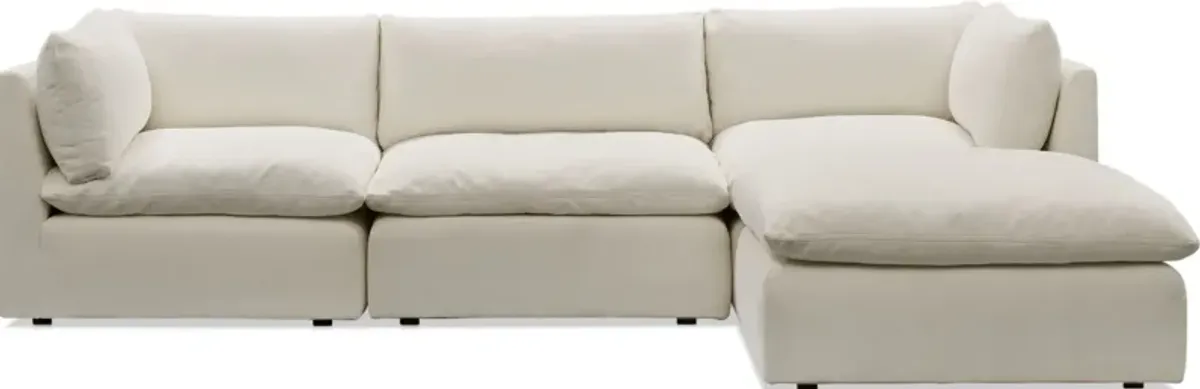 Lola 3-Piece Sectional and Ottoman Set - Ivory