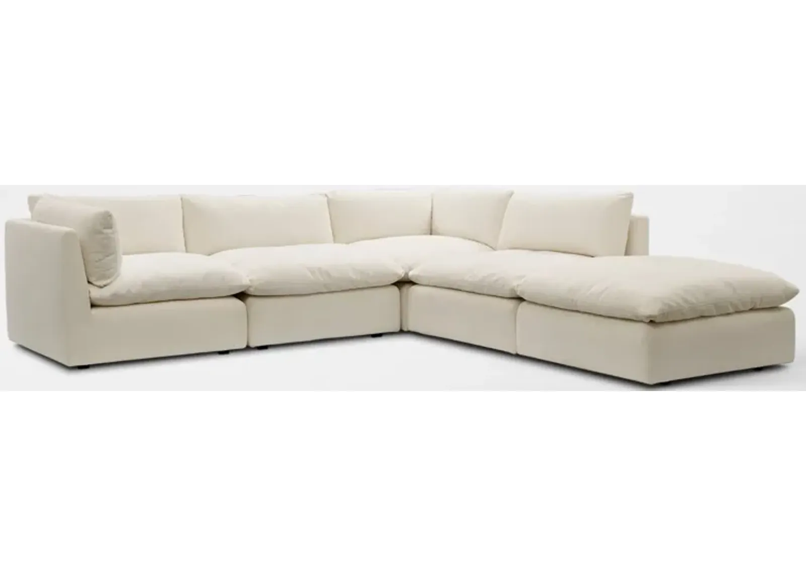 Lola 4-Piece Sectional and Ottoman Set - Ivory