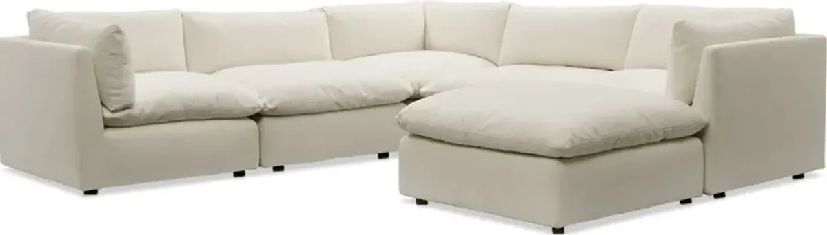 Lola 5-Piece Sectional and Ottoman Set - Ivory