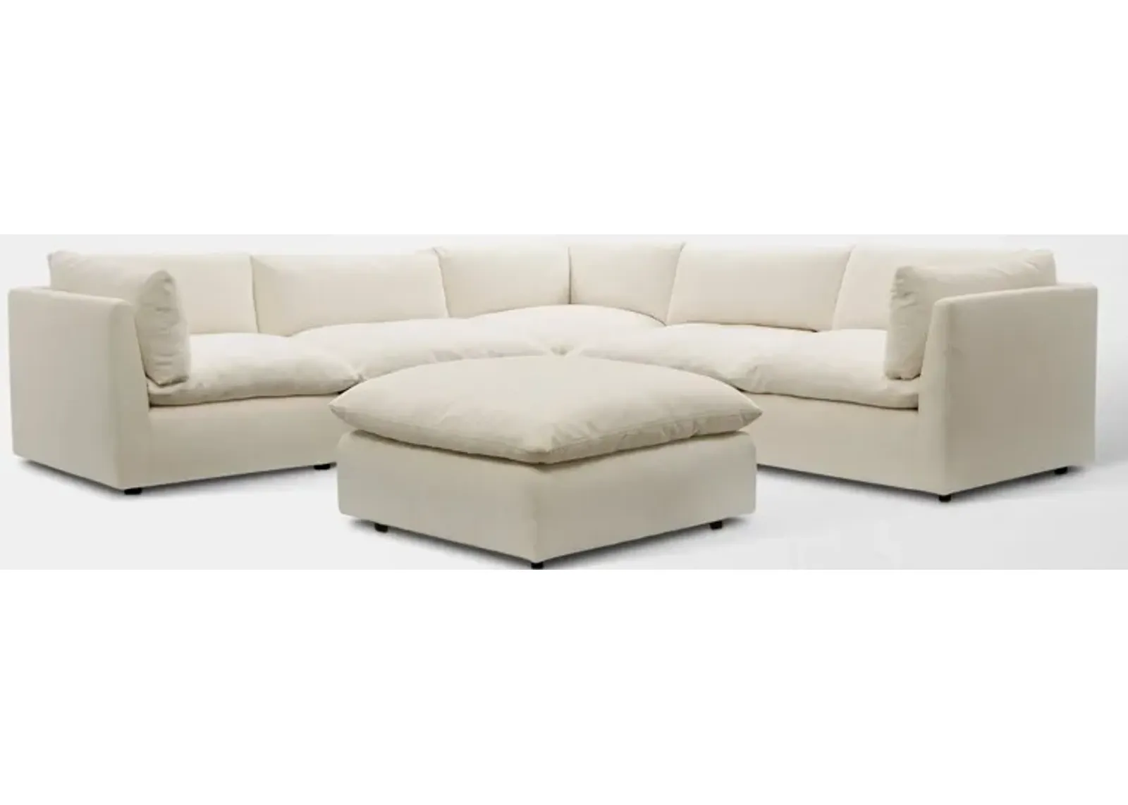 Lola 5-Piece Sectional and Ottoman Set - Ivory