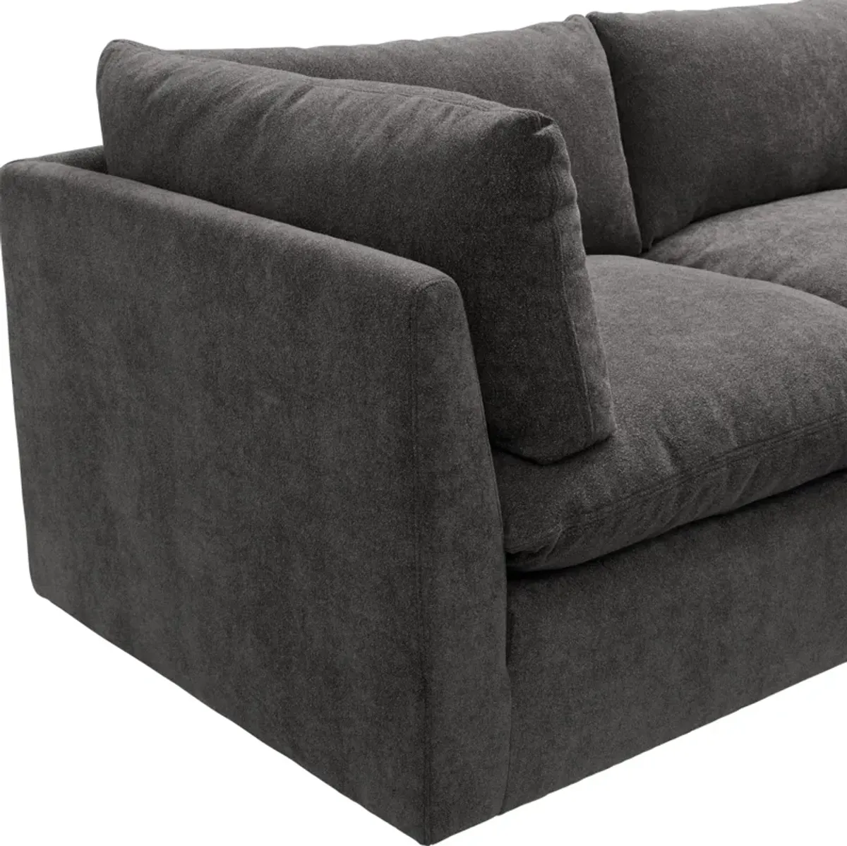 Lola 4-Piece Sectional and Ottoman Set - Charcoal