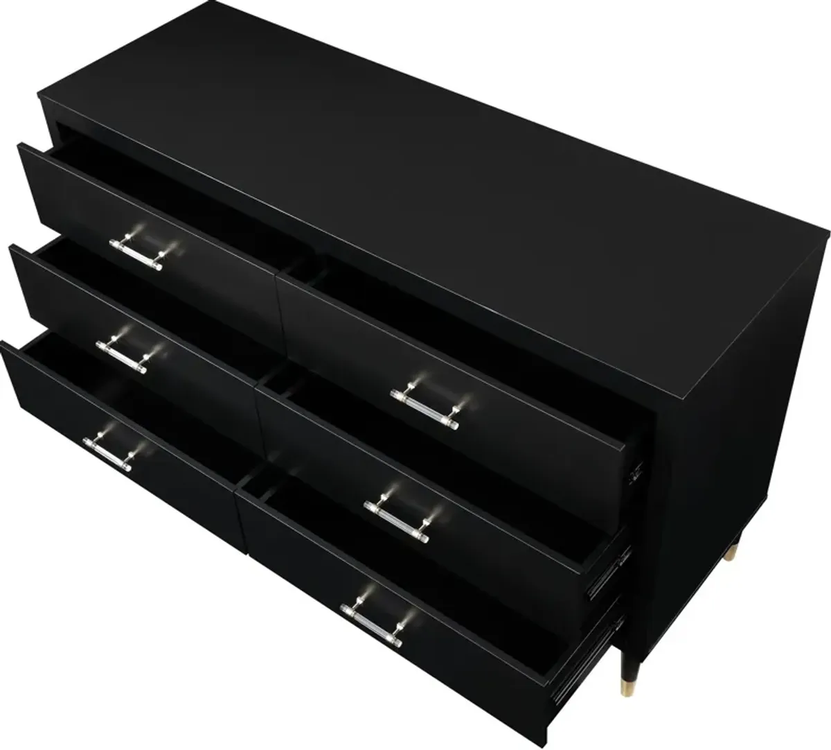 Phaedra 6 Drawer Dresser - Black