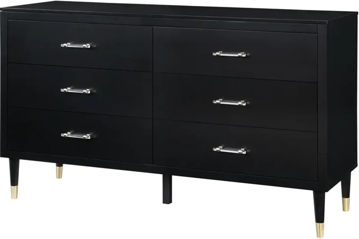 Phaedra 6 Drawer Dresser - Black