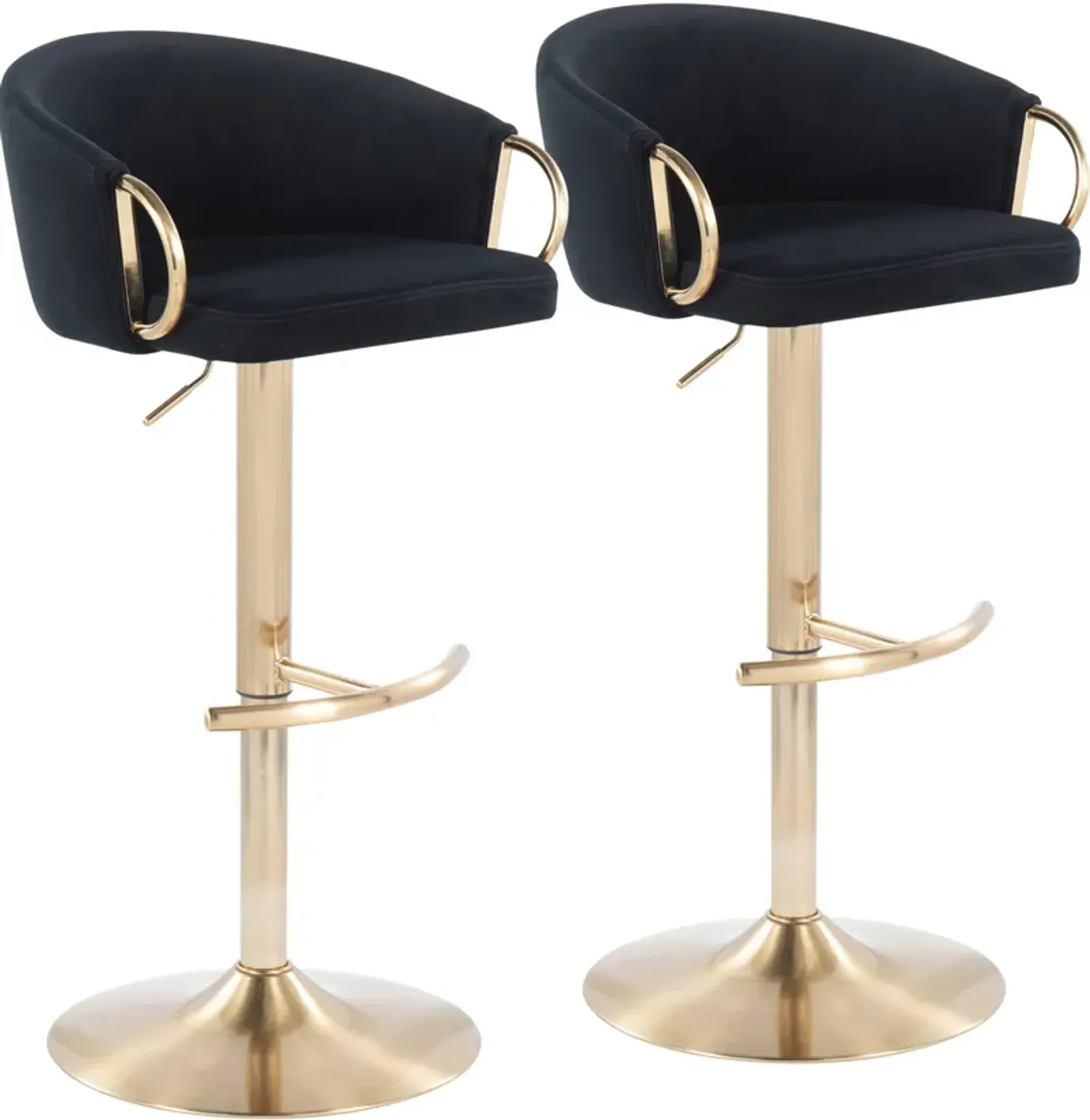 Eve Set of 2 Adjustable Bar Stools - Black/Gold