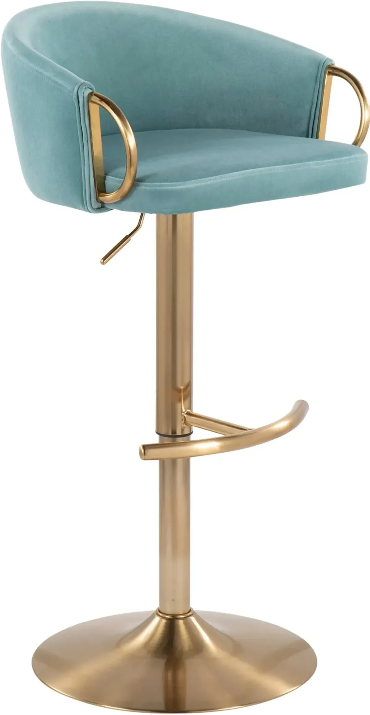 Eve Set of 2 Adjustable Bar Stools - Blue/Gold