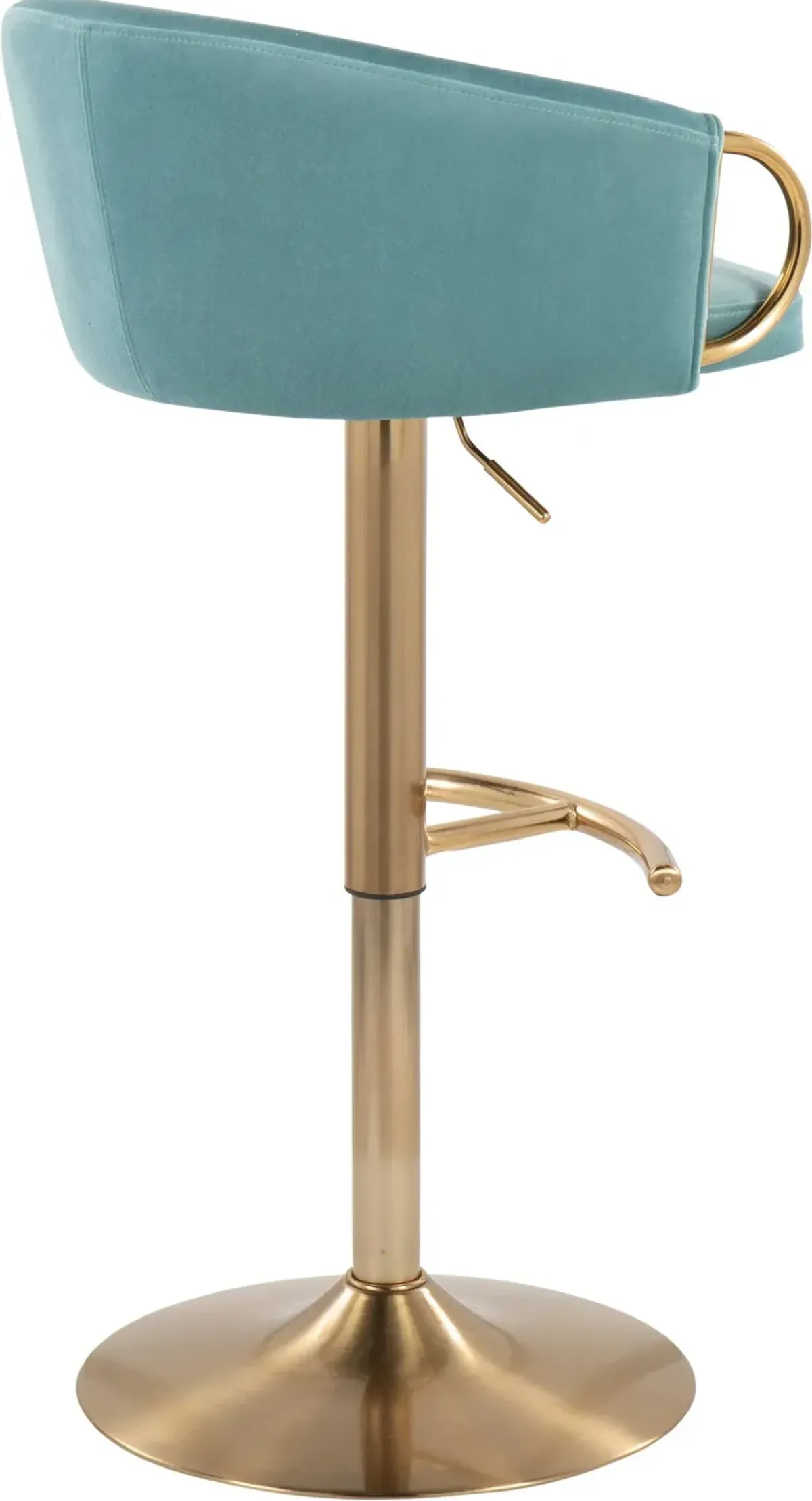 Eve Set of 2 Adjustable Bar Stools - Blue/Gold