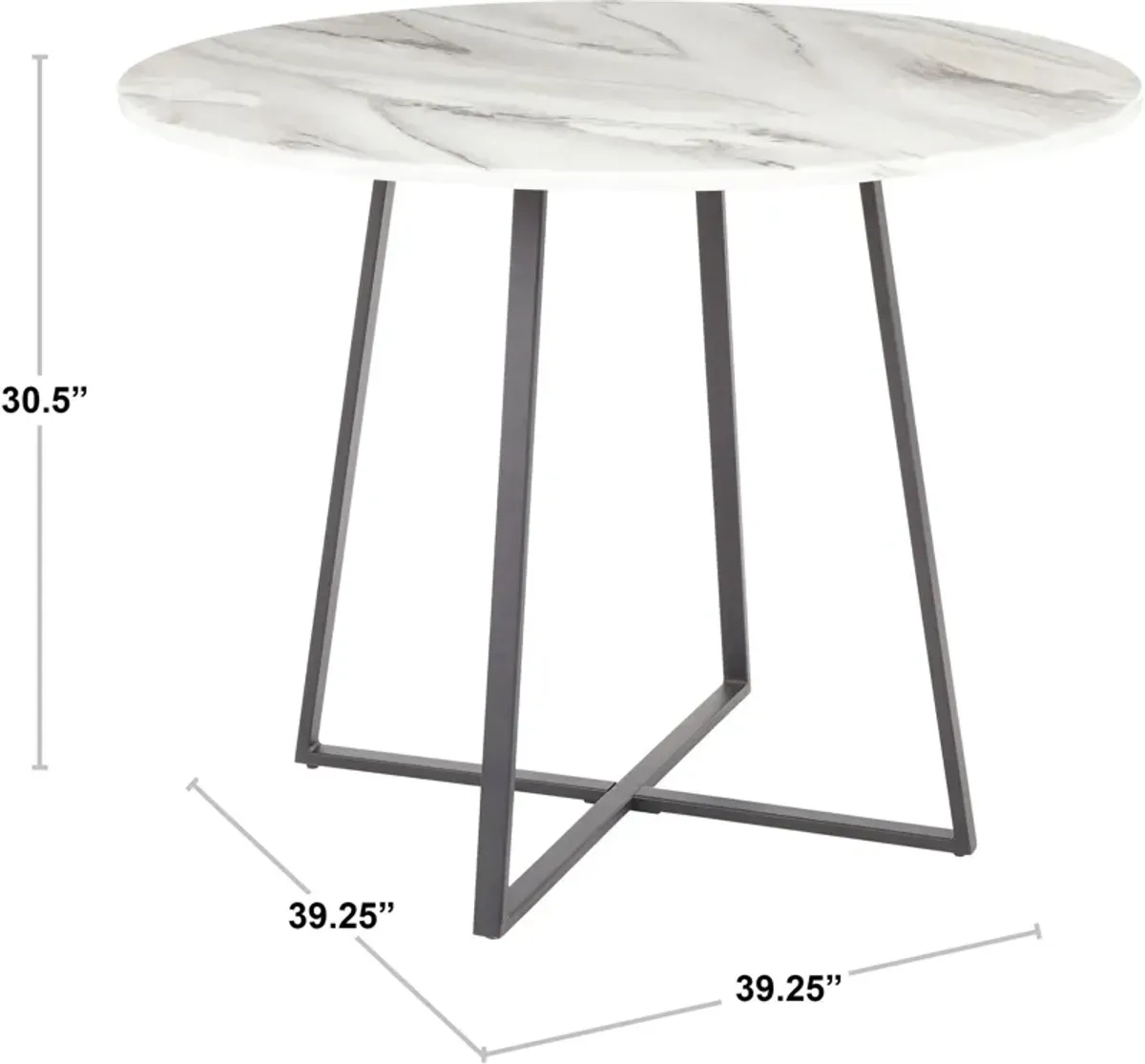 Miller Round Dining Table - White/Marble