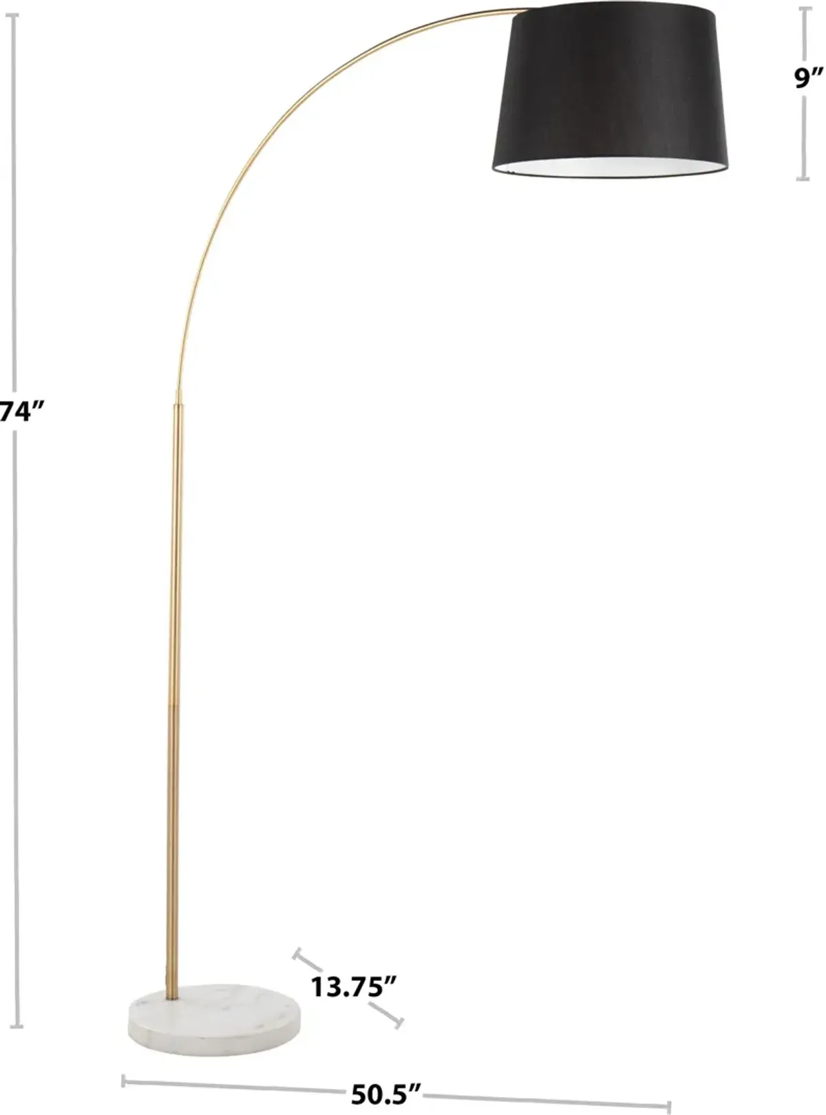 Twain 74'' Floor Lamp - Black/White