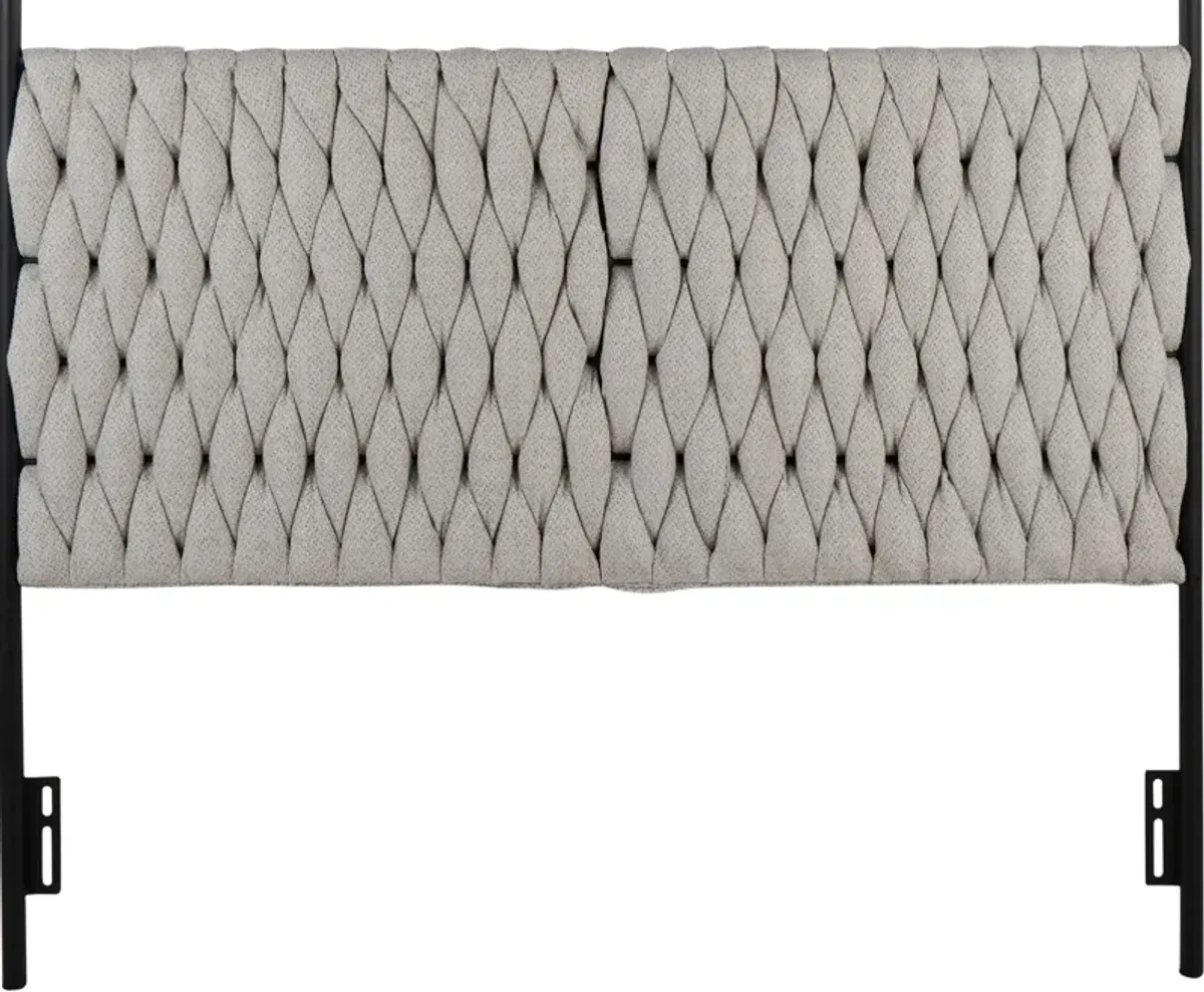 Kenna Queen Upholstered Headboard -Black/Cream