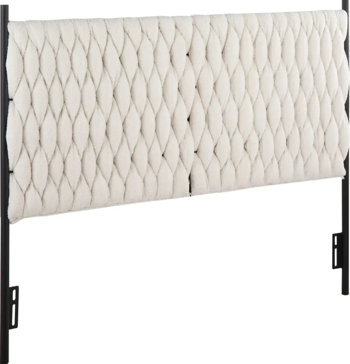 Kenna Queen Upholstered Headboard - Black/Cream Sherpa