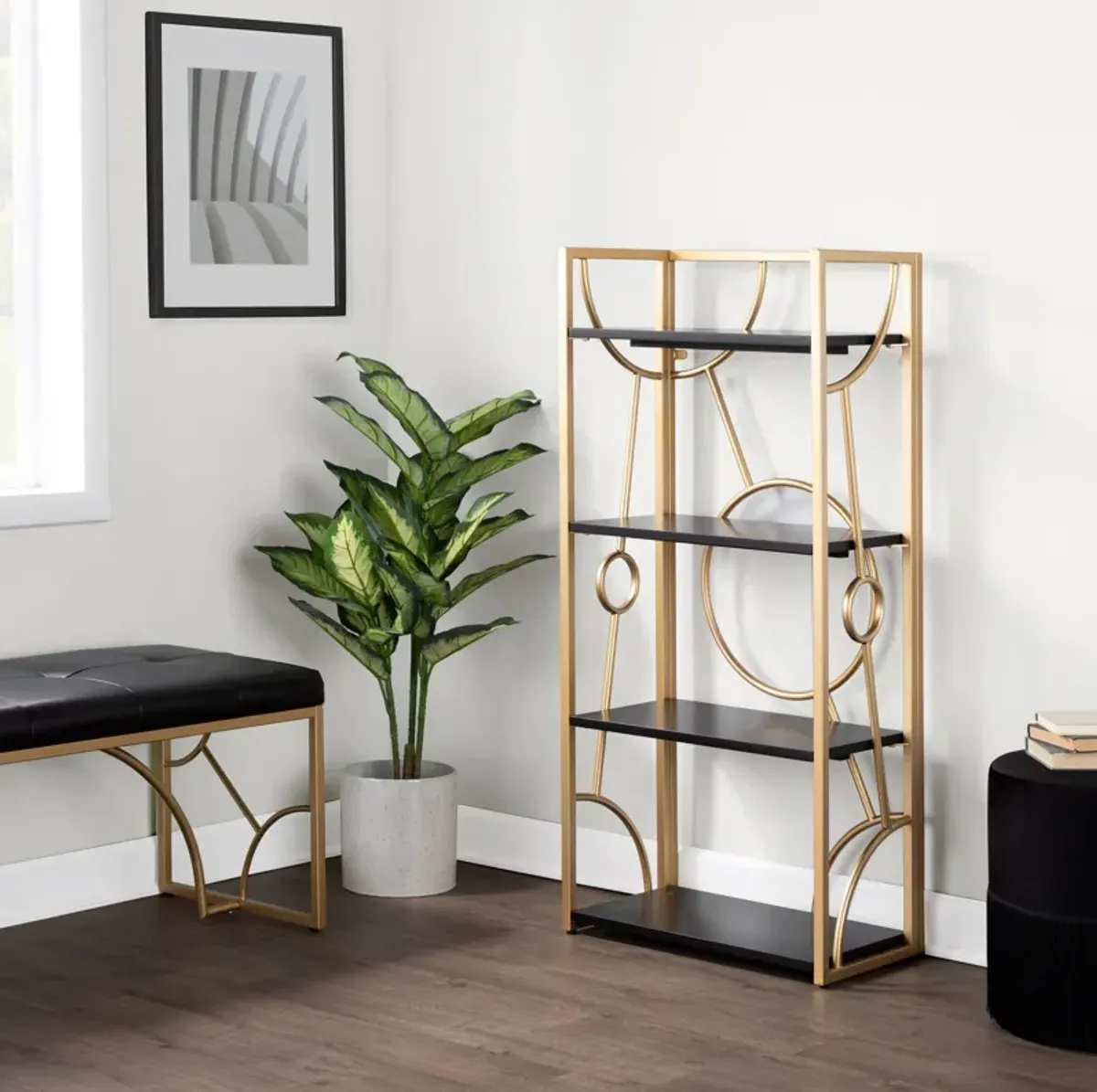 Lauryn Bookcase - Black/Gold