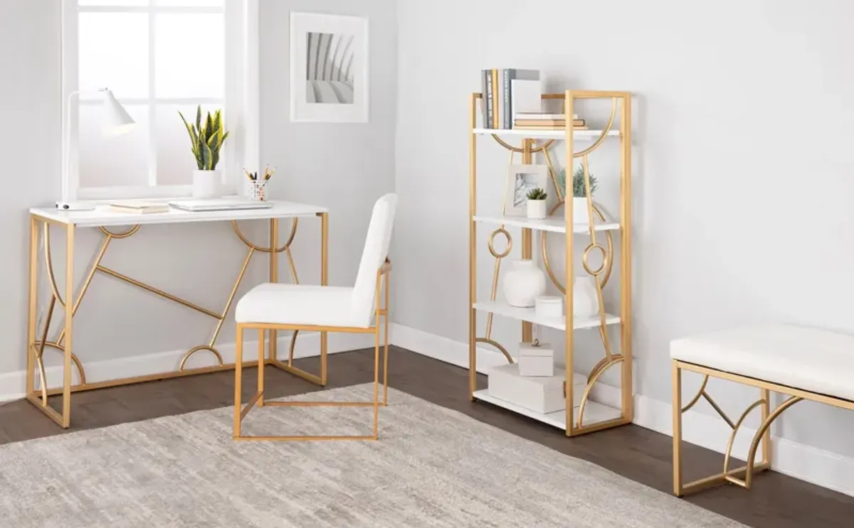 Lauryn Bookcase - White/Gold