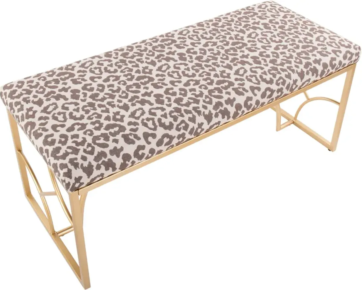 Lauryn Bench - Gold/Beige Leopard