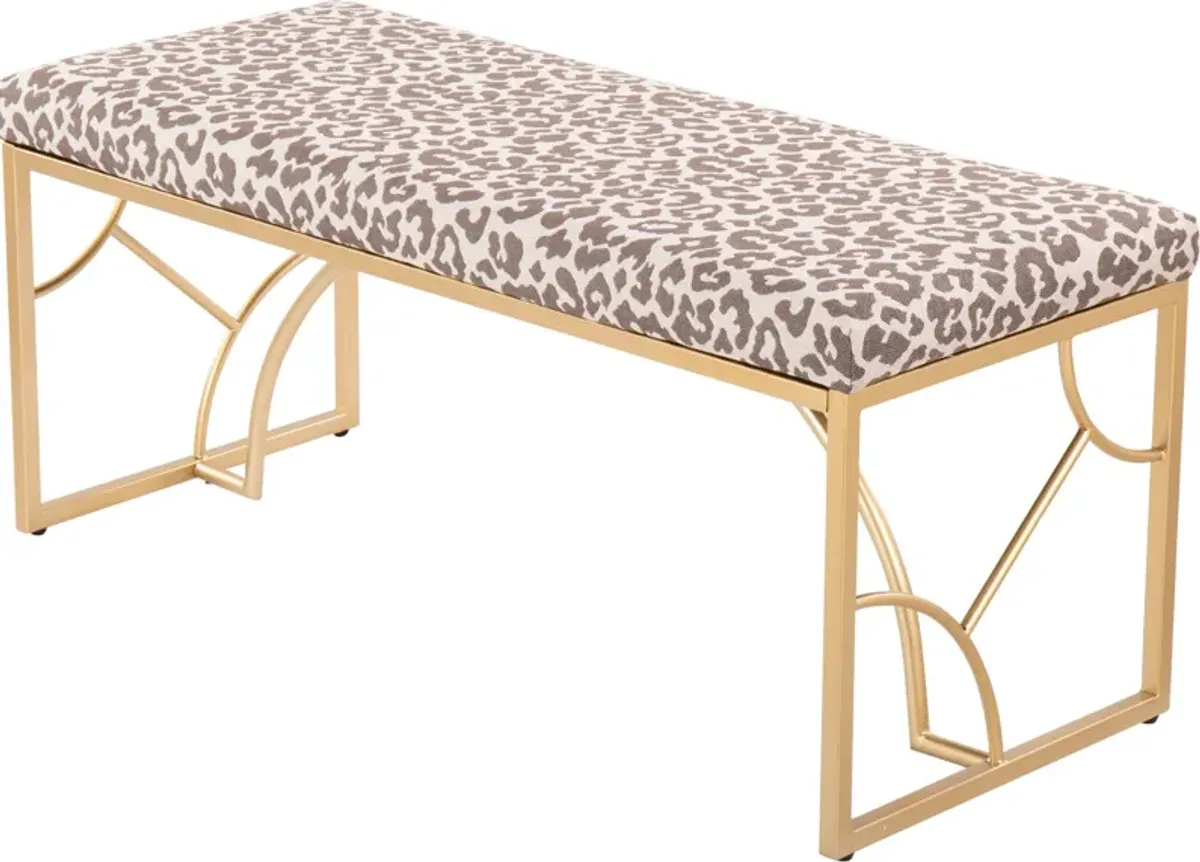 Lauryn Bench - Gold/Beige Leopard