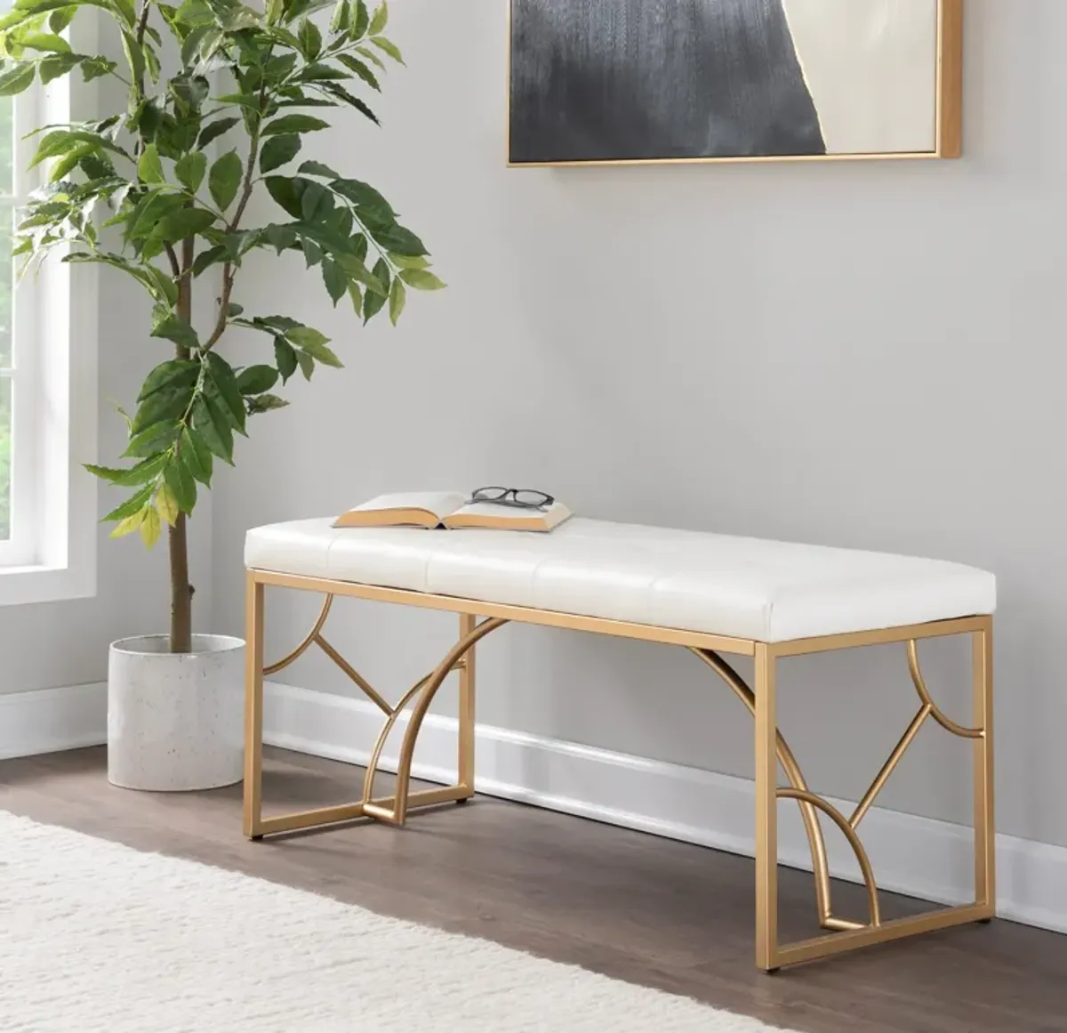 Lauryn Bench - Gold/White