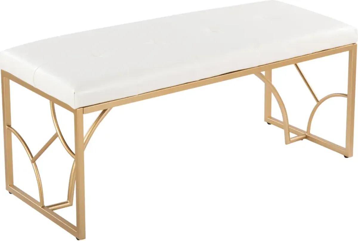 Lauryn Bench - Gold/White