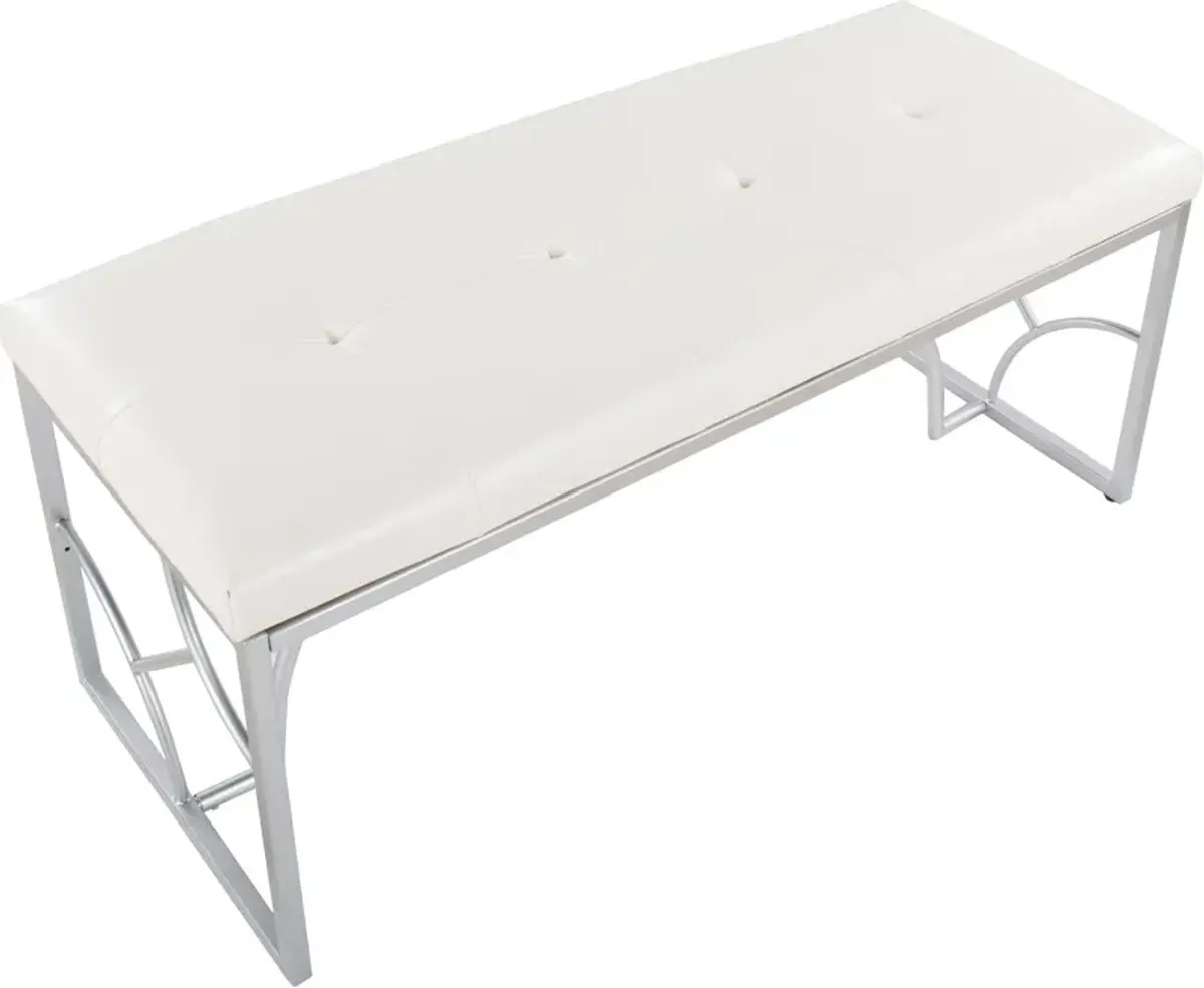 Lauryn Bench - Silver/White