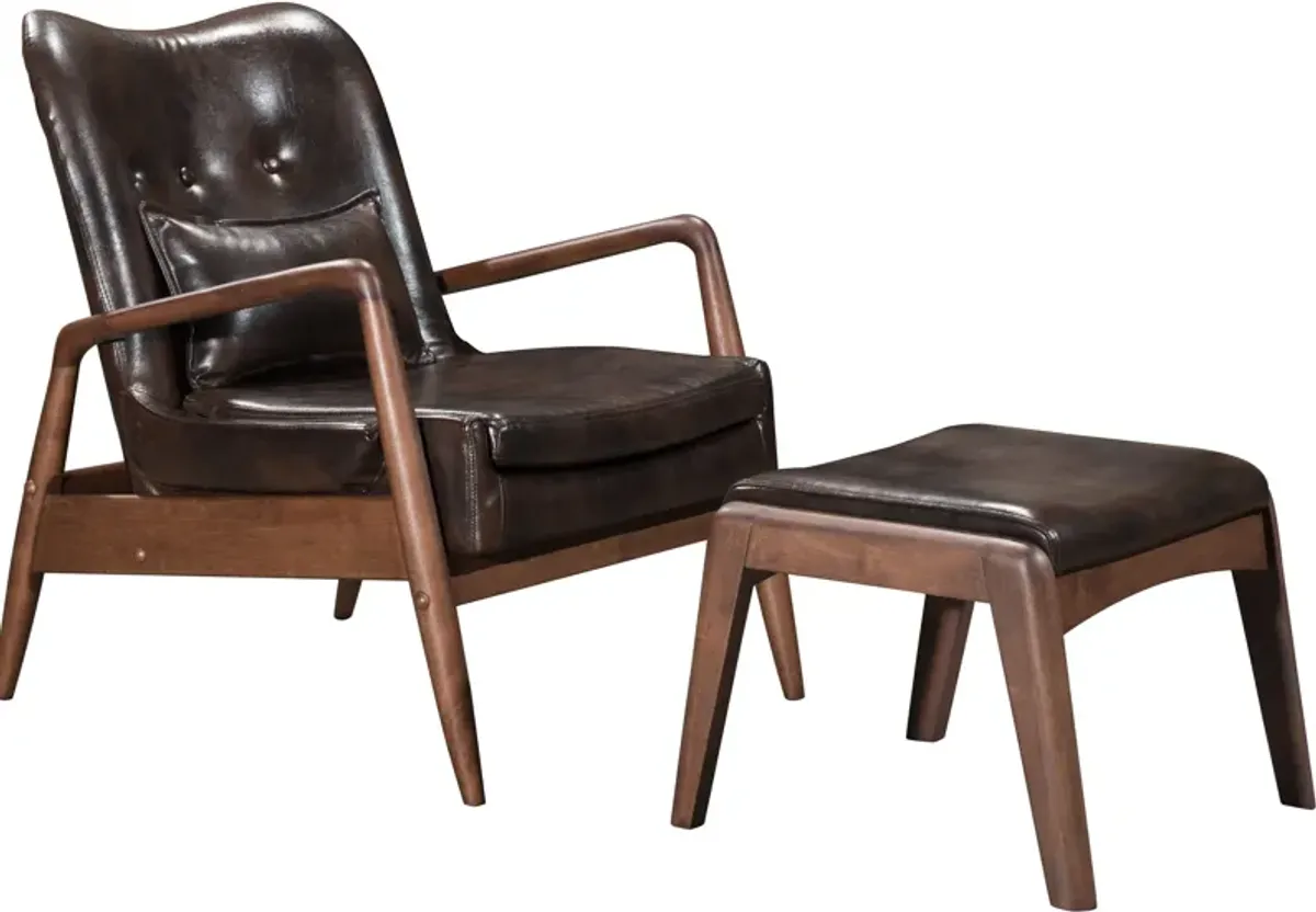 Mavis Chair and Ottoman - Brown