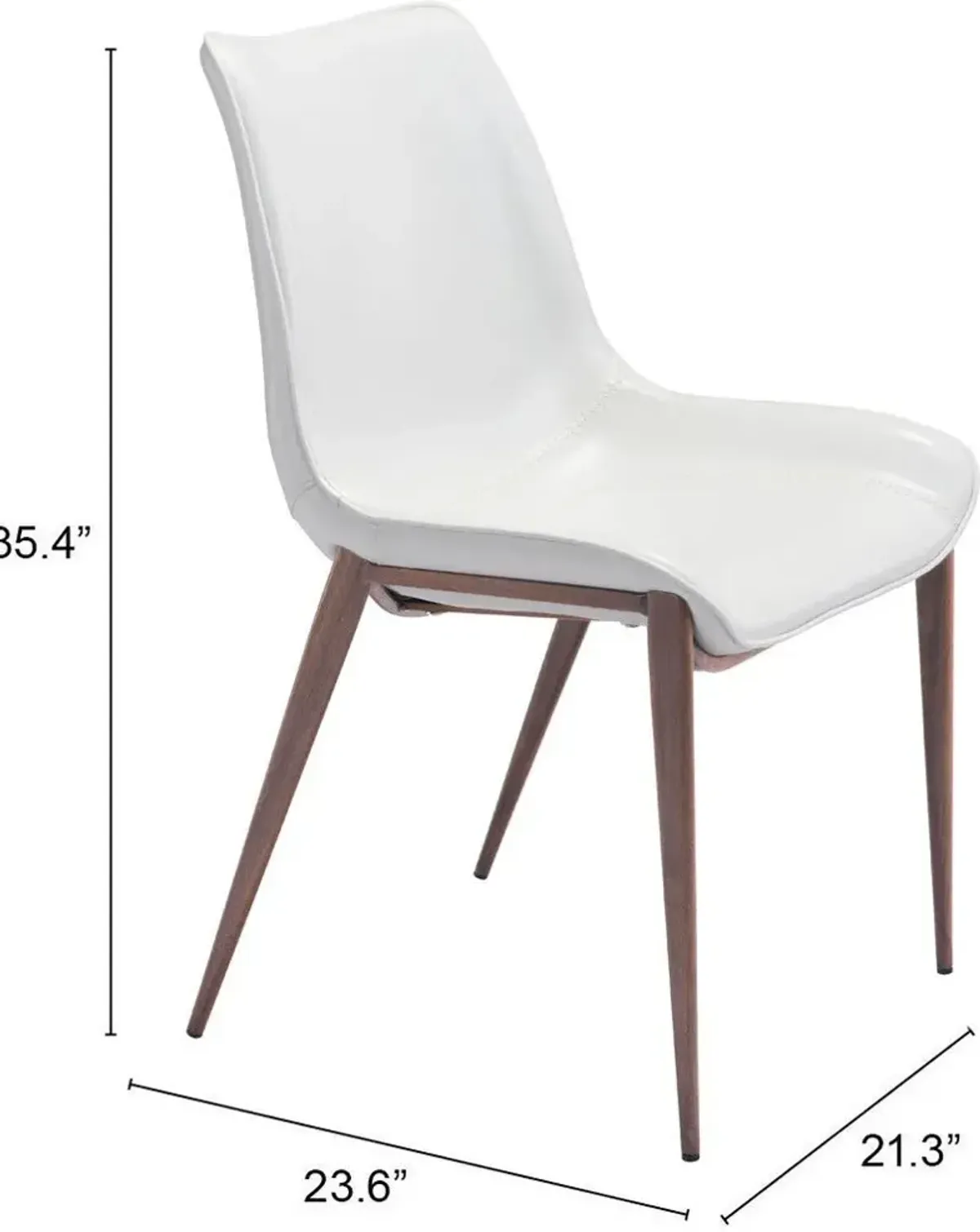 Millie Set of 2 Dining Chairs - White/Walnut