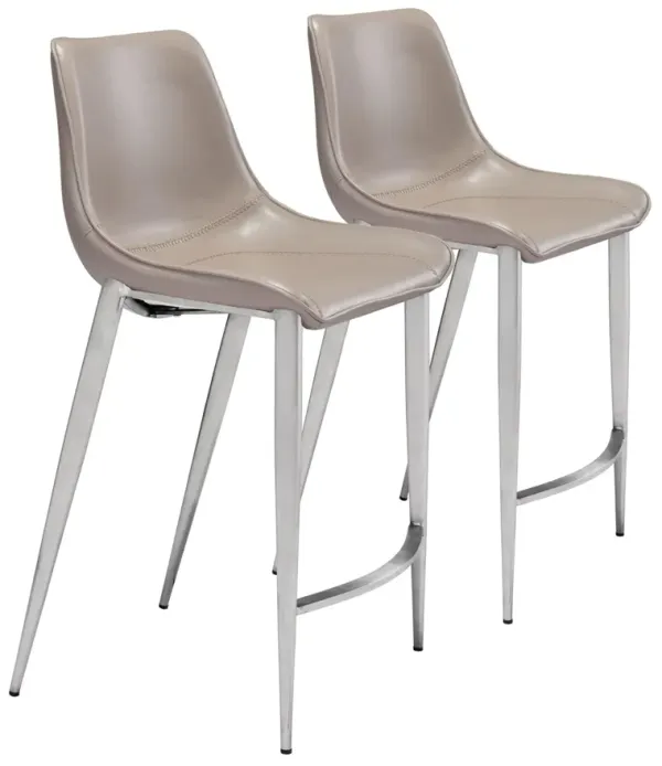 Millie Set of 2 Counter-Height Stools - Brown/Silver