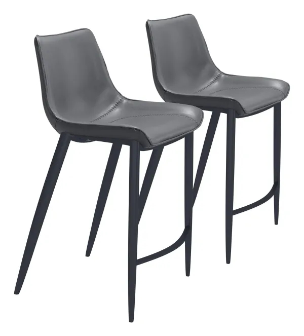Millie Set of 2 Counter-Height Stools - Gray/Black