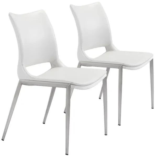Granger Set of 2 Dining Chairs - White/Silver