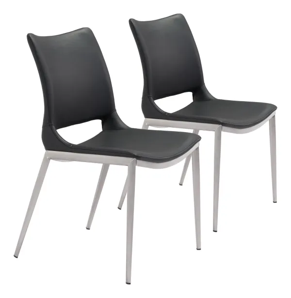 Granger Set of 2 Dining Chairs - Black/Silver