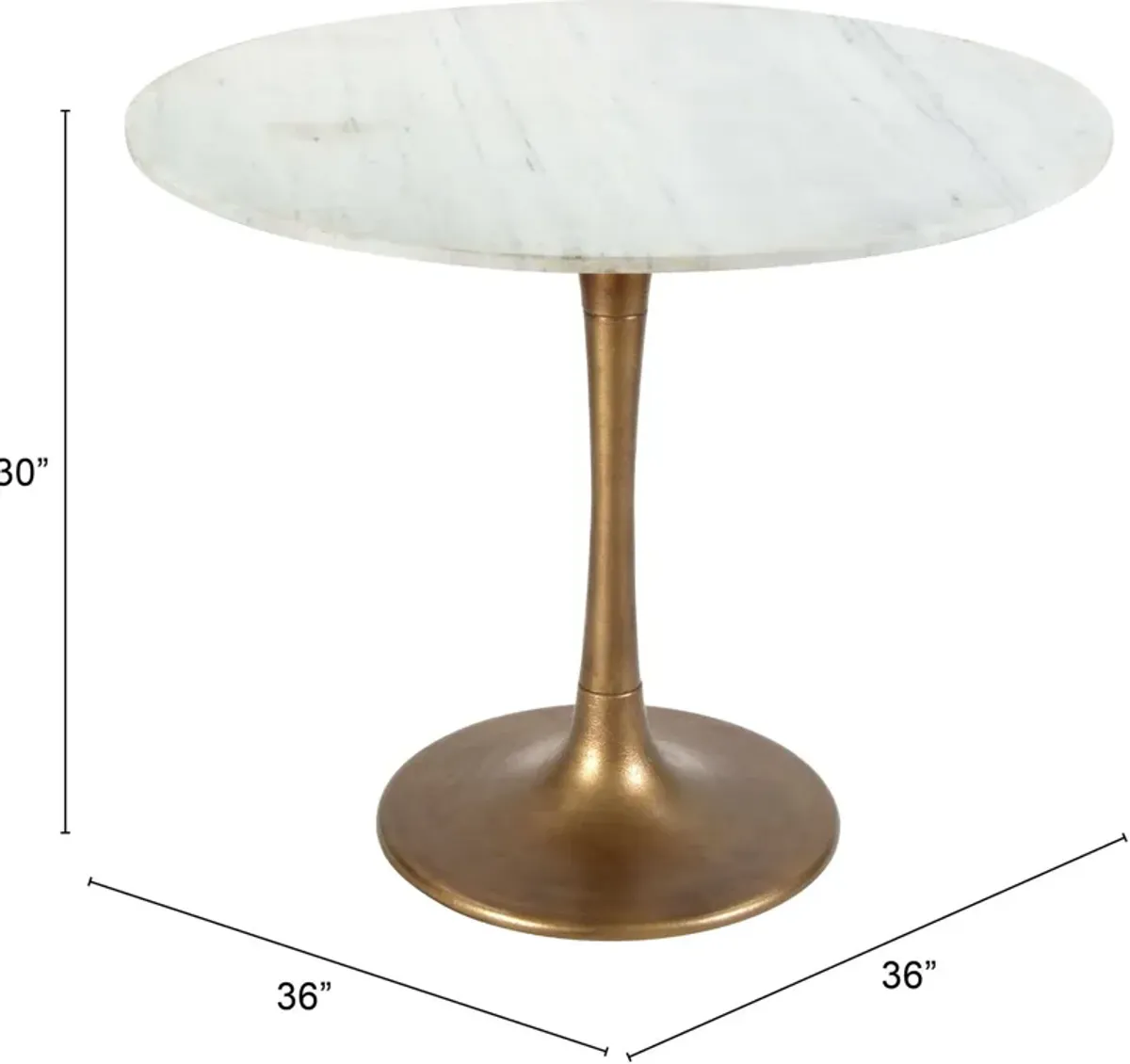 Helix 36" Round Dining Table - White/Gold