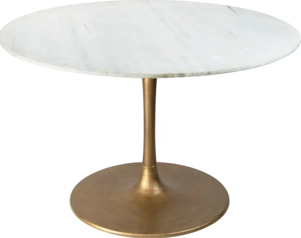 Helix 47" Round Dining Table - White/Gold