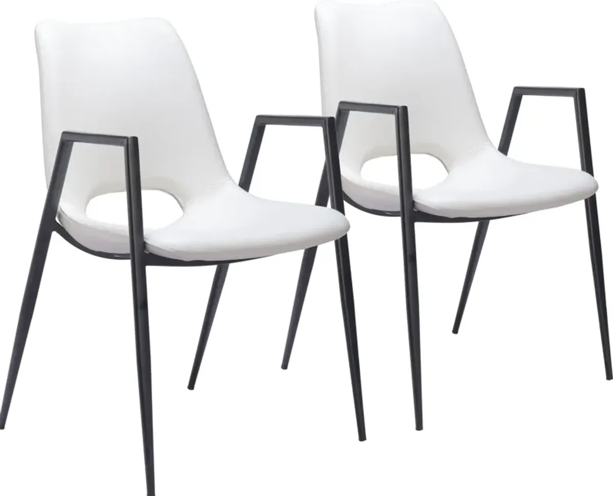 Emerson Set of 2 Dining Chairs - White/Black