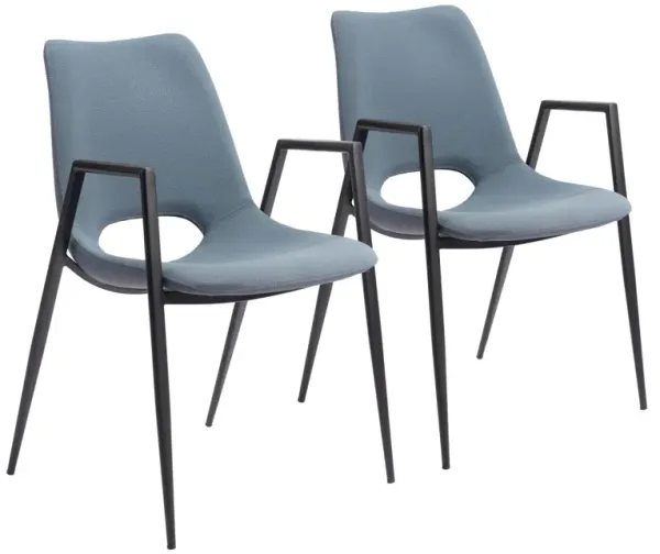 Emerson Set of 2 Dining Chairs - Blue/Black