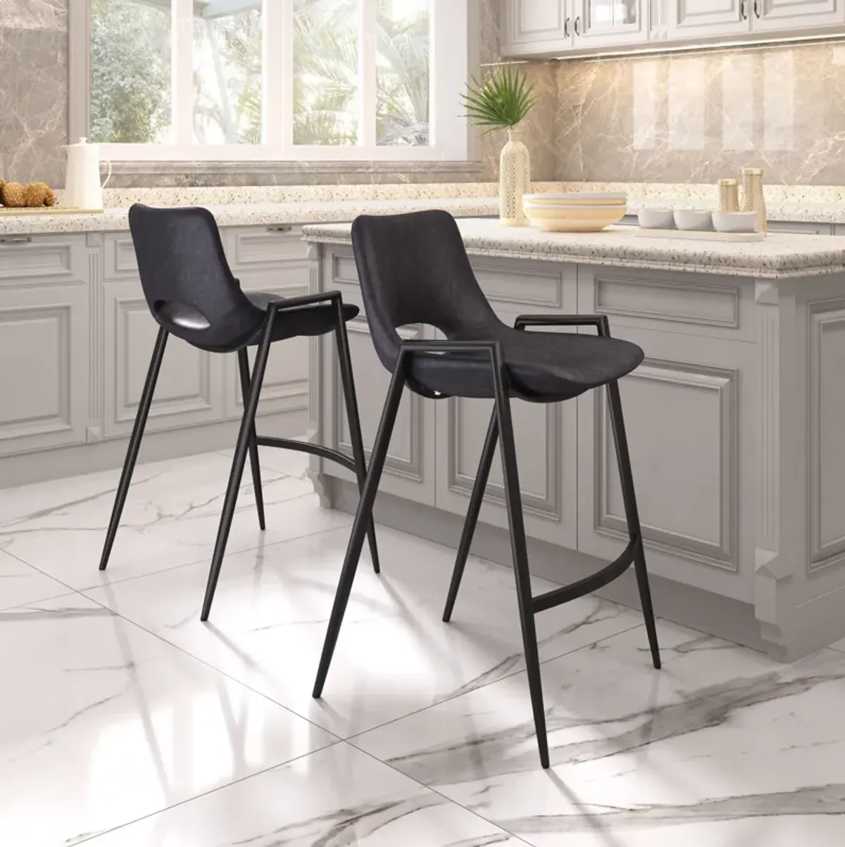 Emerson Set of 2 Counter-Height Stools - Black