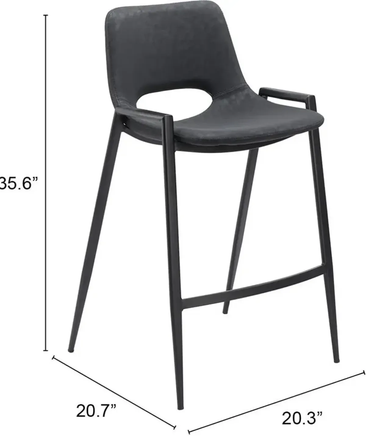 Emerson Set of 2 Counter-Height Stools - Black