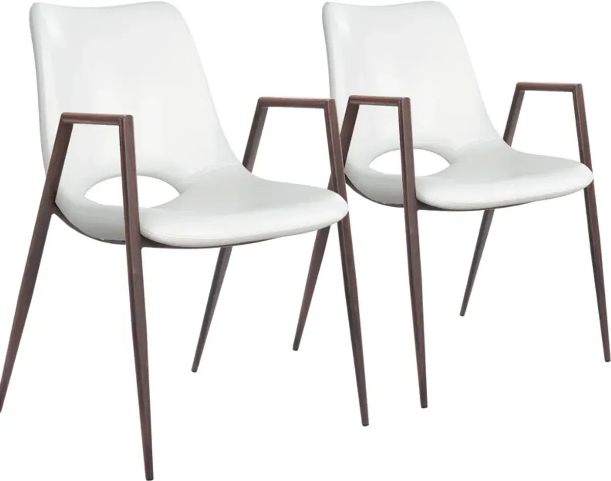 Emerson Set of 2 Dining Chairs - White/Walnut