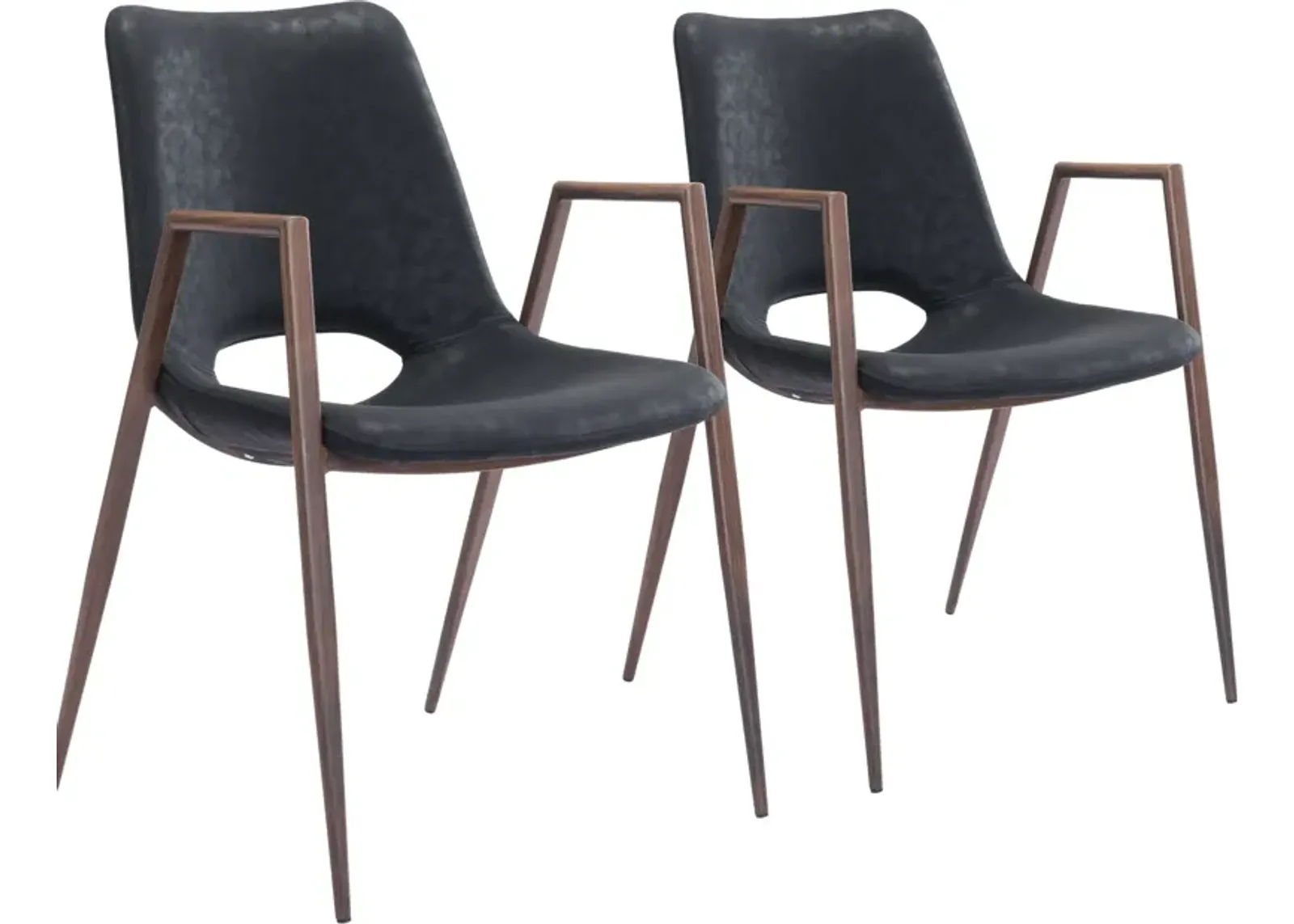 Emerson Set of 2 Dining Chairs - Black/Walnut