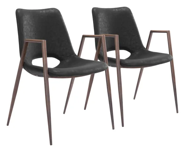 Emerson Set of 2 Dining Chairs - Black/Walnut