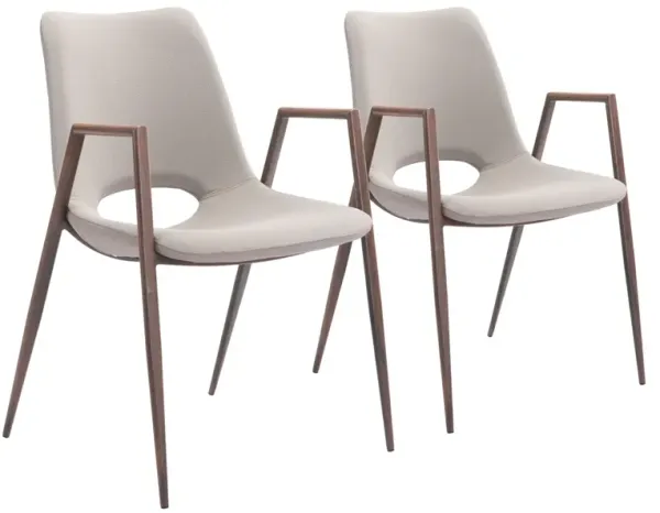 Emerson Set of 2 Dining Chairs - Beige/Walnut