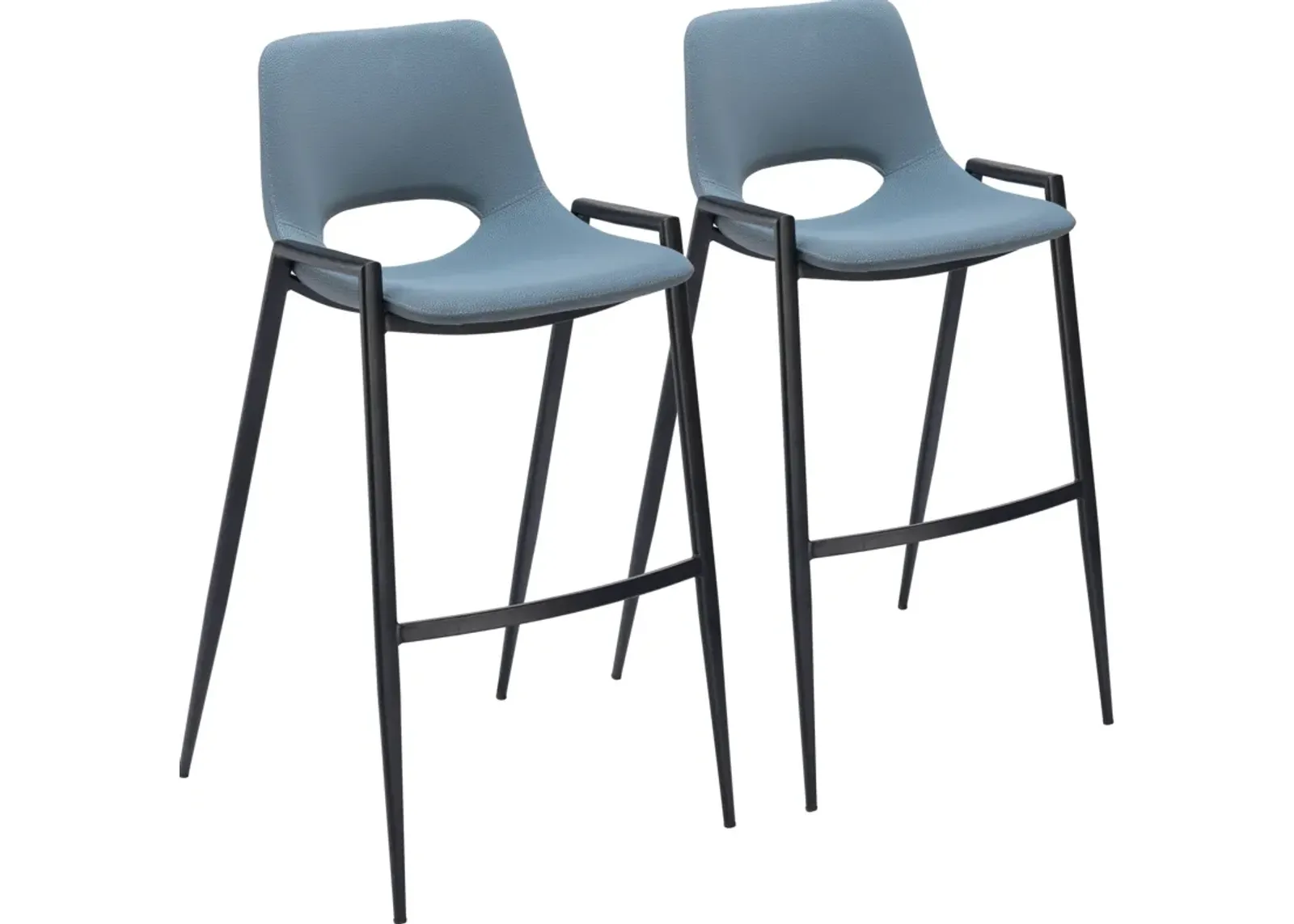 Emerson Set of 2 Bar Stools - Blue/Black