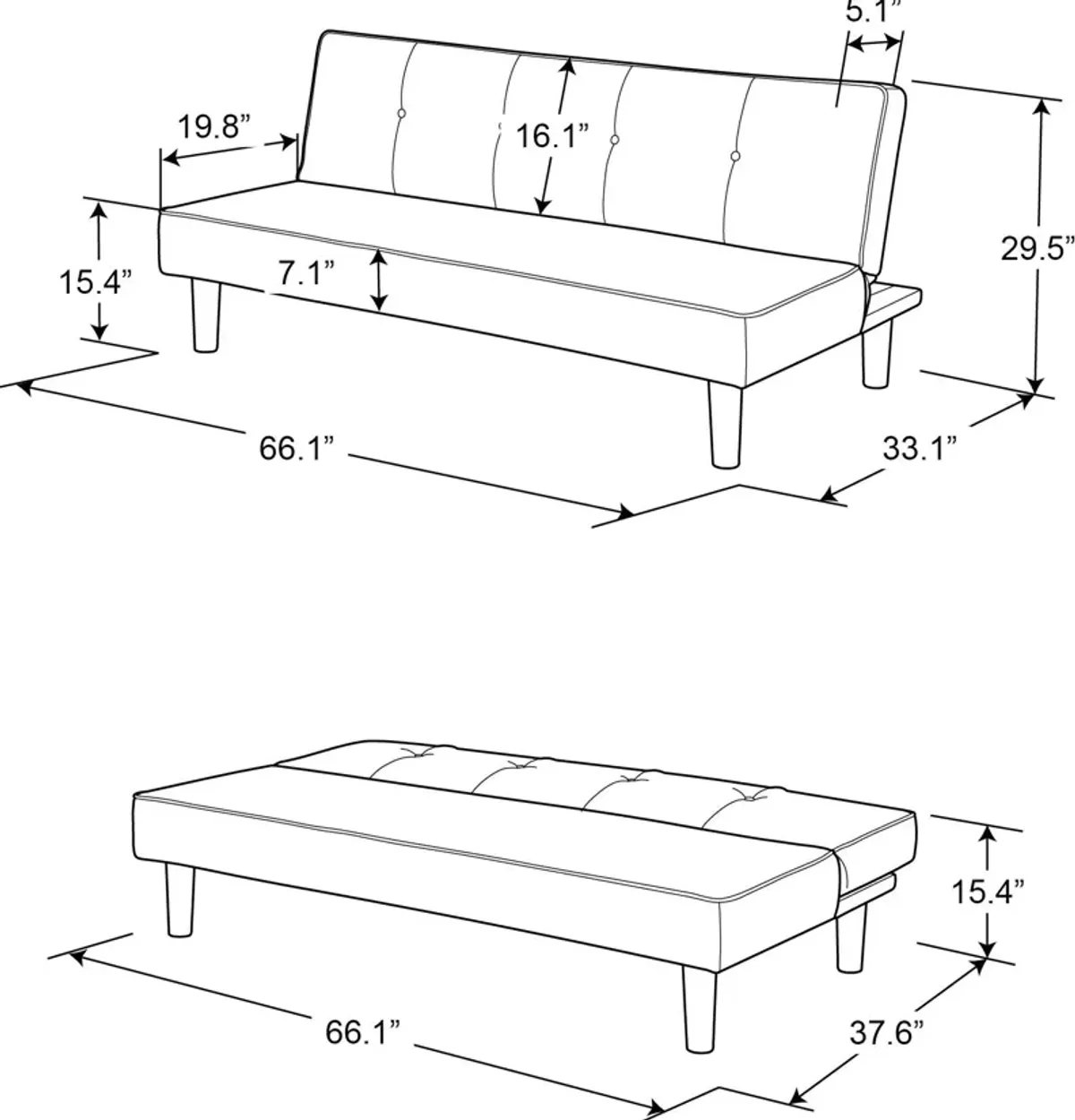 Serta Avril Futon - Black