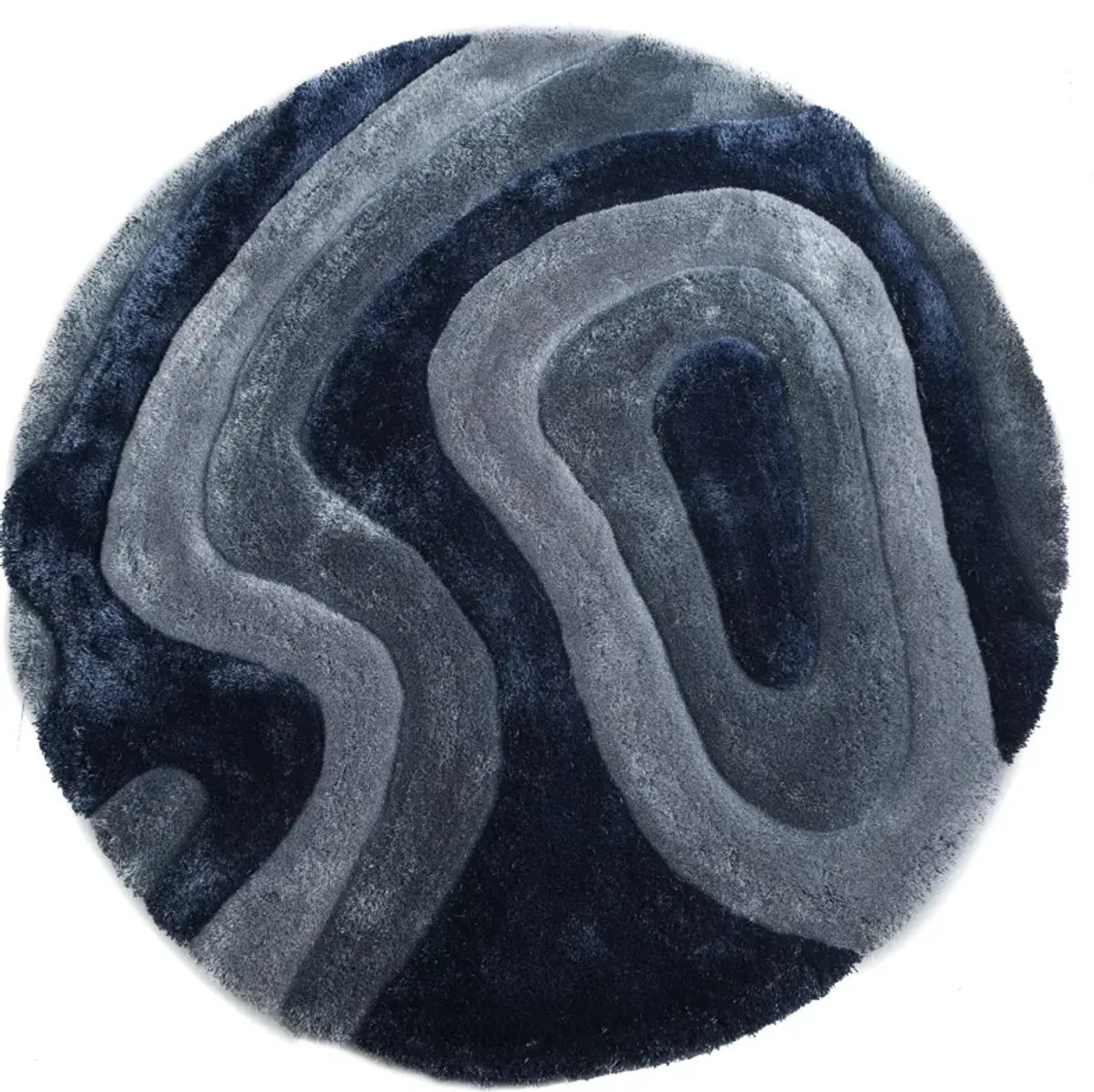 Bayou 7' Round Area Rug - Gray/Light Gray/Blue