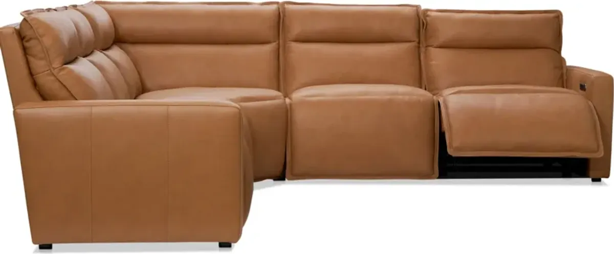 Napa 5-Piece Dual-Power Reclining Sectional - Saddle